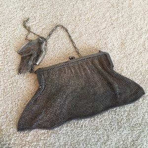 Silver chain link bag with change purse